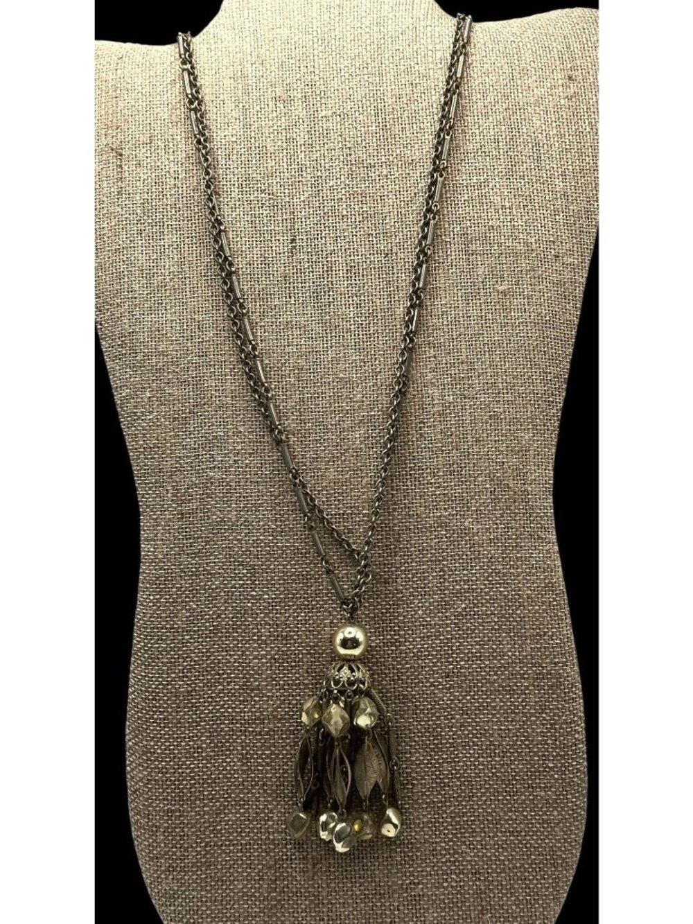 Coro Vintage Gold Tone Tassel Pendant Necklace With Chain